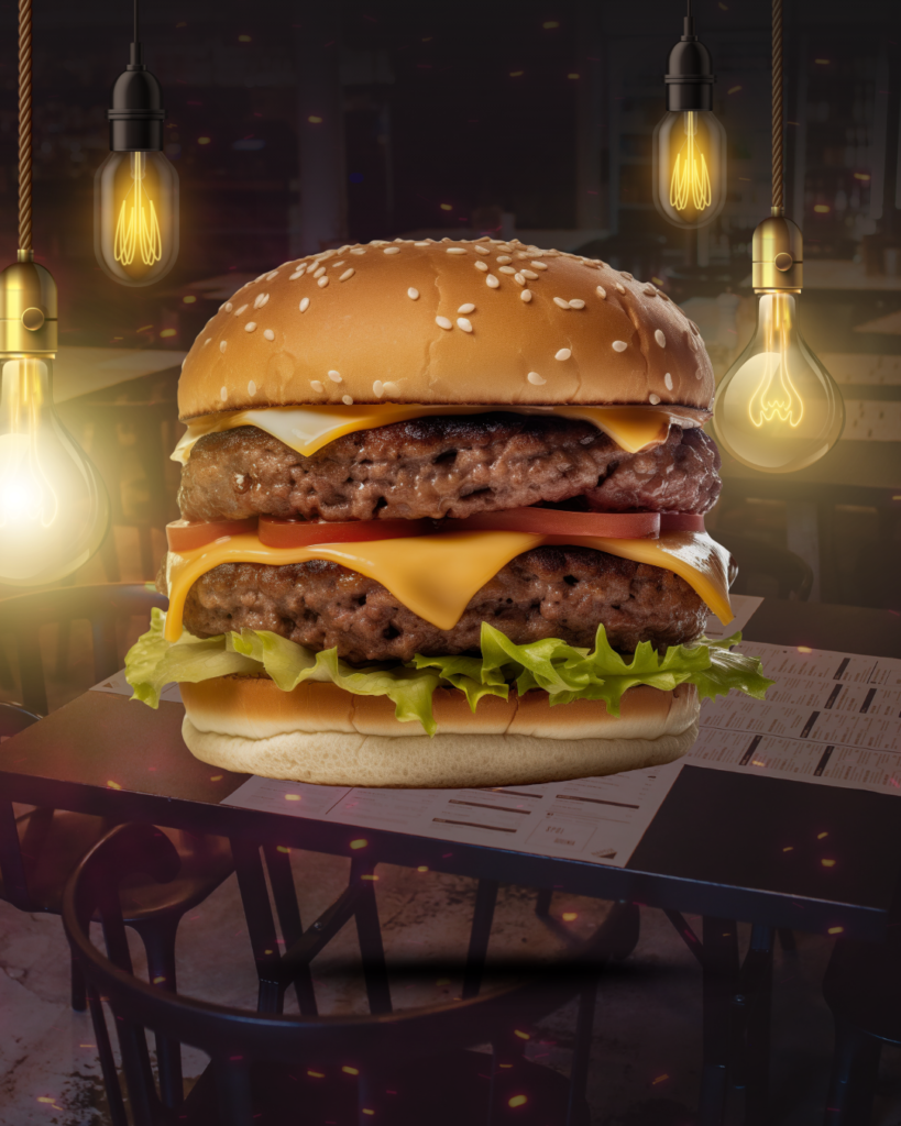 yellow and brown vintage illustrative burger promotional instagram post